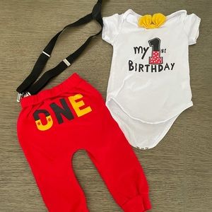 Mickey Mouse first birthday outfit my first birthday disney Mickey 12-18 mo 100